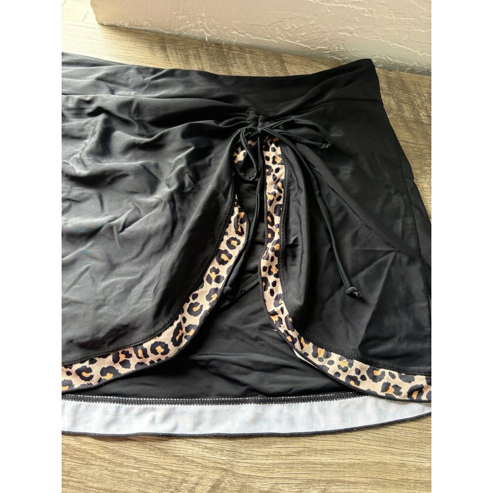 Women’s Black Leopard Halter Top and Skirt Swimsuit Set Size 2X - Picture 10 of 13